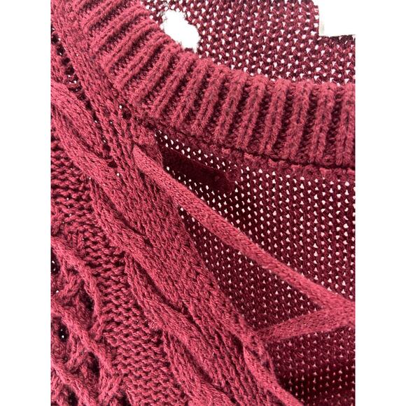 Maurices Burgundy Red Strappy Chunky Knit Sweater Women's Size Small - Picture 6 of 6